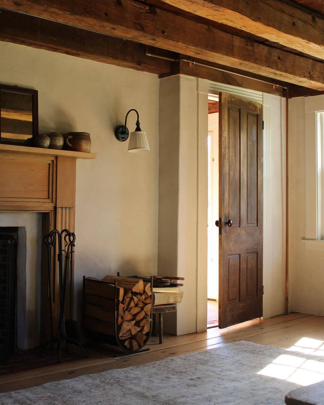 View of Merax Rustic Minimalist Console Table with Hidden Drawer, Side Power ...